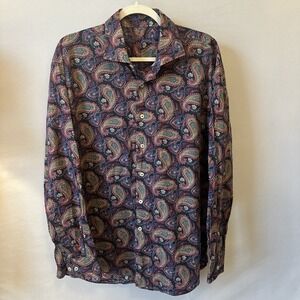 Alan Flusser Shirt Men's Size‎ XL Paisley Long Sleeve Button Cotton Multicolor